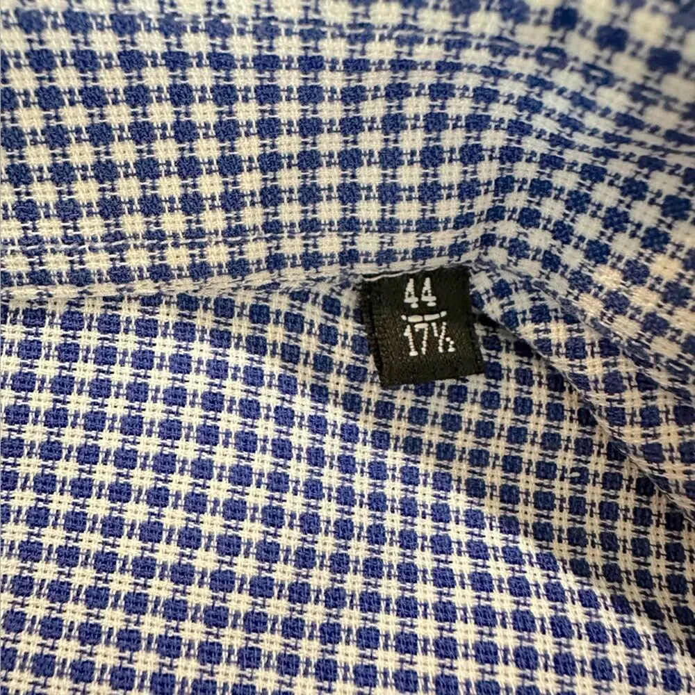 Giorgio Armani Men's XL Blue Checkered Long Sleeve Dress Shirt‎ - Picture 9 of 16